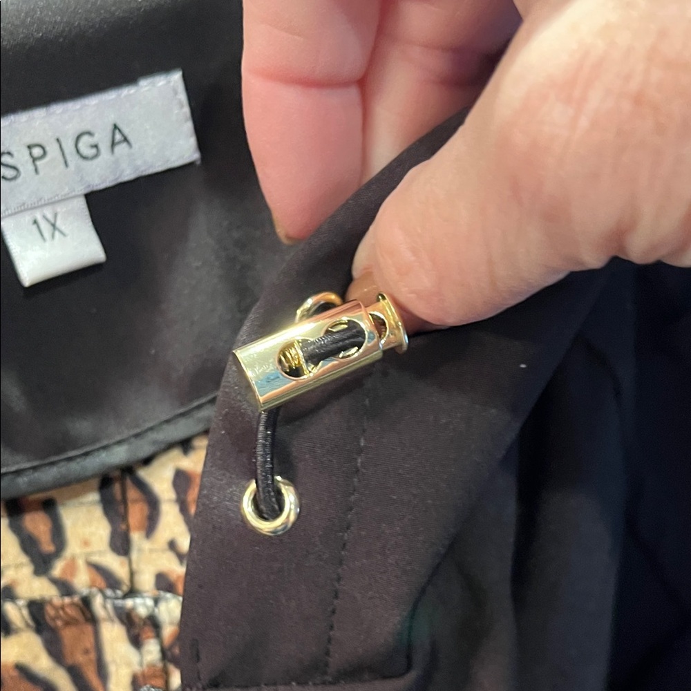 Via Spiga Black Trench Coat with Leopard Print Lining - Picture 8 of 8